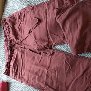 YFB wide leg dusty red pants, size small